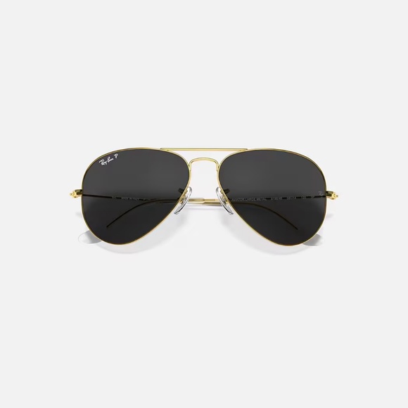 Classic Ray-Ban Aviator Black and Gold Polarized Sunglasses main image 7